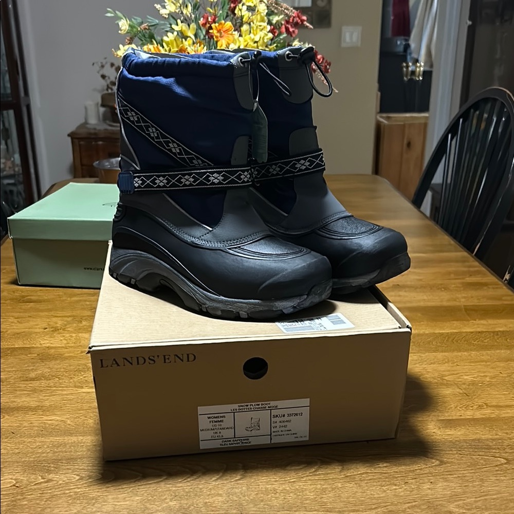 Lands' End Black and Blue Winter Boots